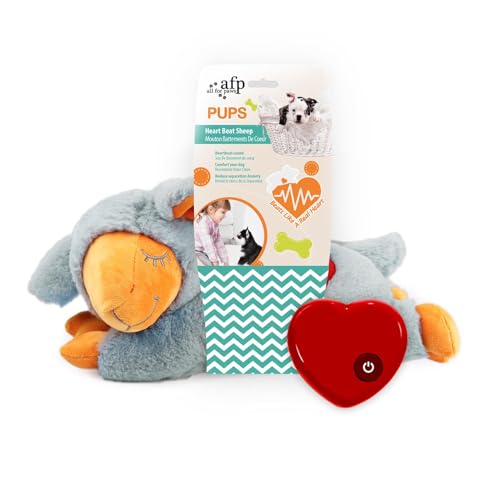 ALL FOR PAWS Heartbeat Puppy for Dogs, Dog Anxiety Relief and Calming Aid Toys, Heartbeat Stuffed Animal Toy for Behavioral Training, Snuggling Plush Toy for Puppy Sleep Aid, Grey Sheep