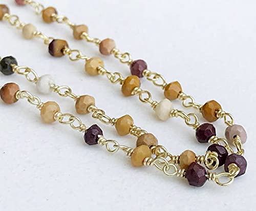 Chaîne rosaire en jaspe naturel et fil d'argent 925 doré pour bijoux d'exception
