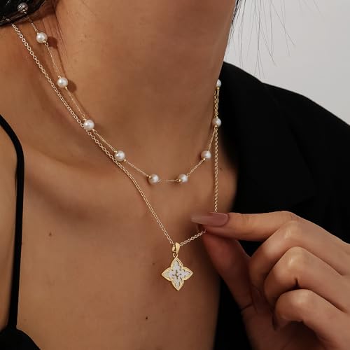 Gold Clover Necklace & Glass Bead Chain Jewelry Set Dainty 14K Gold Plated Pendant Necklace Adjustable Choker Charm Colorful Clover Pendant Lucky Necklaces for Women.2