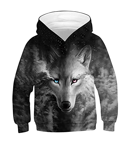 CAMLAKEE Kinder 3D Kapuzenpullover Jungen Mädchen Tierdruck Hoodie Pullover Sweatshirt mit Tasche, 7, 14-15 Jahre Cover