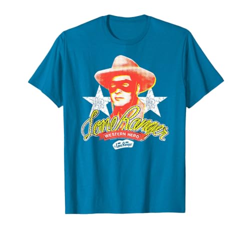 The Lone Ranger Vintage Western Hero Portrait T-Shirt, Men, Sapphire Blue, Medium