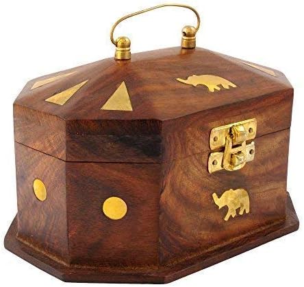 Antlantic Wood Store Wooden Mini Jewellery Keepsake Celtic Box for Women Jewel Organizer Elephant Decor, 4 Inches