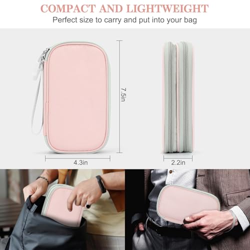 Image of FYY Electronic Organizer, Travel Cable Organizer Bag Pouch Electronic Accessories Carry Case Portable Waterproof Double Layers All-in-One Storage Bag for Cable, Cord, Phone, Earphone-Light Pink