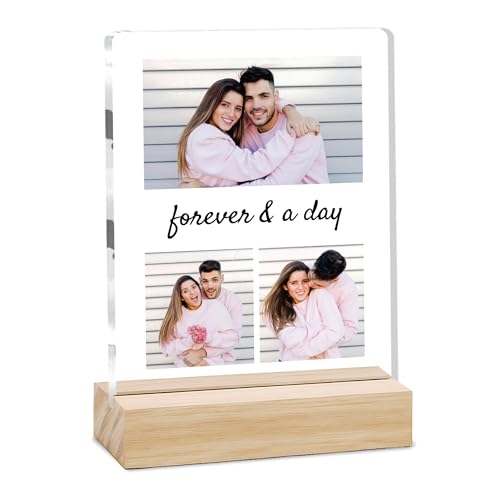 Image of Giftplease Customized Photo Frame with Wooden Stand | Transparent | Personalized Couple Picture Frame Gift for Girlfriend, Boyfriend, Husband, Wife |Anniversary, Wedding, Valentine s Day C 10