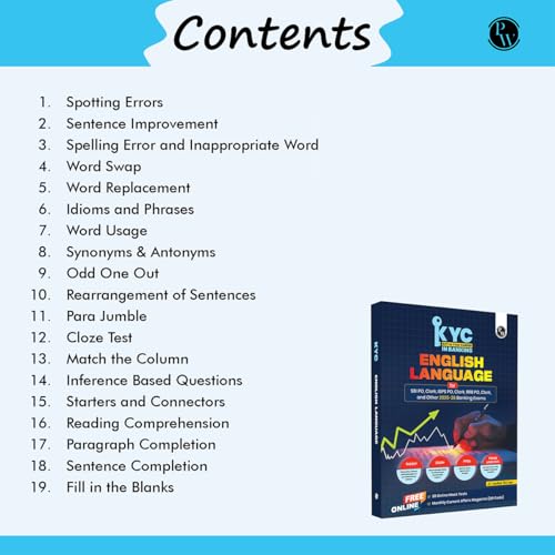 Image of PW KYC English Language | Chapterwise Theory, Exercise, Past Year Questions (PYQ) By Anchal Sharma For SBI PO, Clerk, IBPS PO, Clerk, RBI & Other Banking Exams 2025- 26 | Free 20 Online Tests