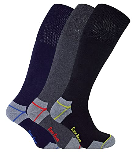 Sock Snob Mens Long Knee High Work Socks | 3 6 12 Pair Pack Options Heavy Duty Reinforced Heel Socks for Steel Toe Boots (6-11, 3 Pairs)
