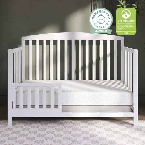 Image of Dream On Me Premium 2-in-1 Baby Swan Crib & Toddler Mattress, Made in USA