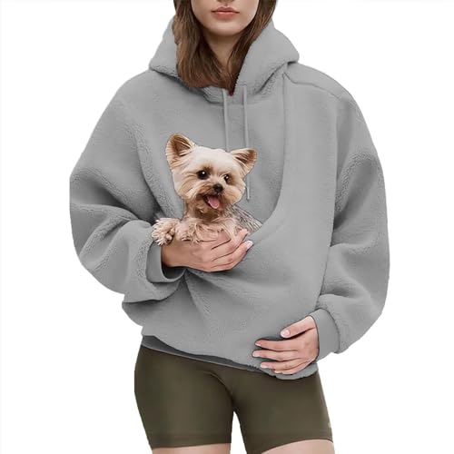 Sudaderas con capucha mujer con bolsillo de riñonera suéter de invierno 4
