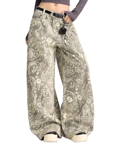 JEFQJDJ Women's High Waisted Wide Leg Jeans Trendy Barrel Leg