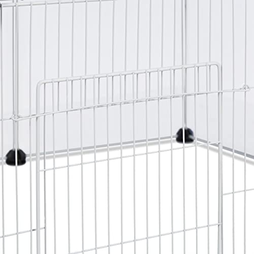 Relaxdays Freilaufgehege, HBT 37 x 75 x 75 cm, Freigehege mit Tür & Abdeckung, DIY Kleintiergehege, transparent, weiß
