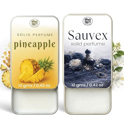 Image of Dr.Mashur Solid Perfume |pineapple&Sauvex Alcohol Free Wax Perfume Balm, Long Lasting | Pocket Tin 12g, Pack Of 2| Non Greasy Smooth Glide, Travel Friendly Men And Women