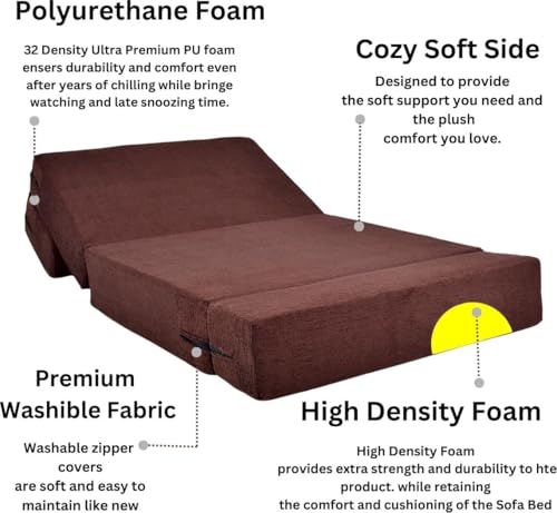 Image of Convertible Sofa Chair Bed, 3-in-1 Sleeper Chair with Foldable Design, Modern Upholstered Lounge Accent Chair, Space Saving Single Sofa Bed for Living Room, Bedroom & Small Spaces (Brown (FA106))