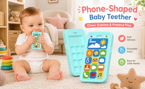 Image of Baby Teething Toys Silicone Baby Phone Teether Over 3 Months