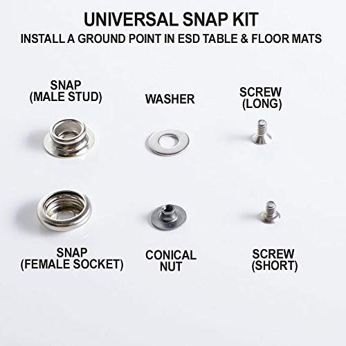Image of Universal Snap Kit for ESD Table, ESD Floor Mats - 10mm Snaps - Easy to Install - Fits All Sizes - Pack of 20
