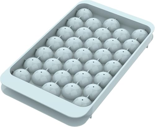 Image of WIBIMEN Ice Cube Tray with Lid - Round Ice Tray for Freezer with Lid - Ice Cube Trays for Freezer (One Tray Only)