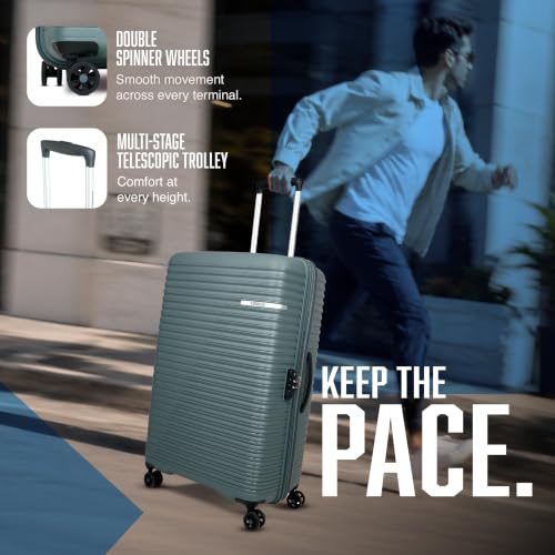 Image of American Tourister Liftoff+|Large Size Check-in Spinner Trolley Bag (79 cm) for Travel|360 8 Wheel Travel Luggage|Hard Case Polypropylene (PP) Suitcase|Mounted TSA Lock|Dark Olive