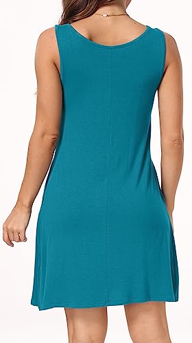 Image of Short /Long Sleeve Women's Cold Shoulder Dress with Pockets Casual Swing T-Shirt Dresses