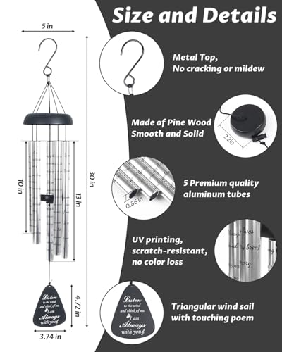 Memorial Wind Chimes for Loss of Loved One Memorial Sympathy Wind Chimes Gifts for Loss of Dad Mom Grandpa Condolence Remembrance Deep Tone Wind Chimes for Outside Decoration (Patio, Graden, Yard) - image 6