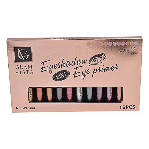 GLAM VISTA EYESHADOE 2 IN 1 EYE PRIMER FASHION COLOR SET OF 12 SHADES - Image 5