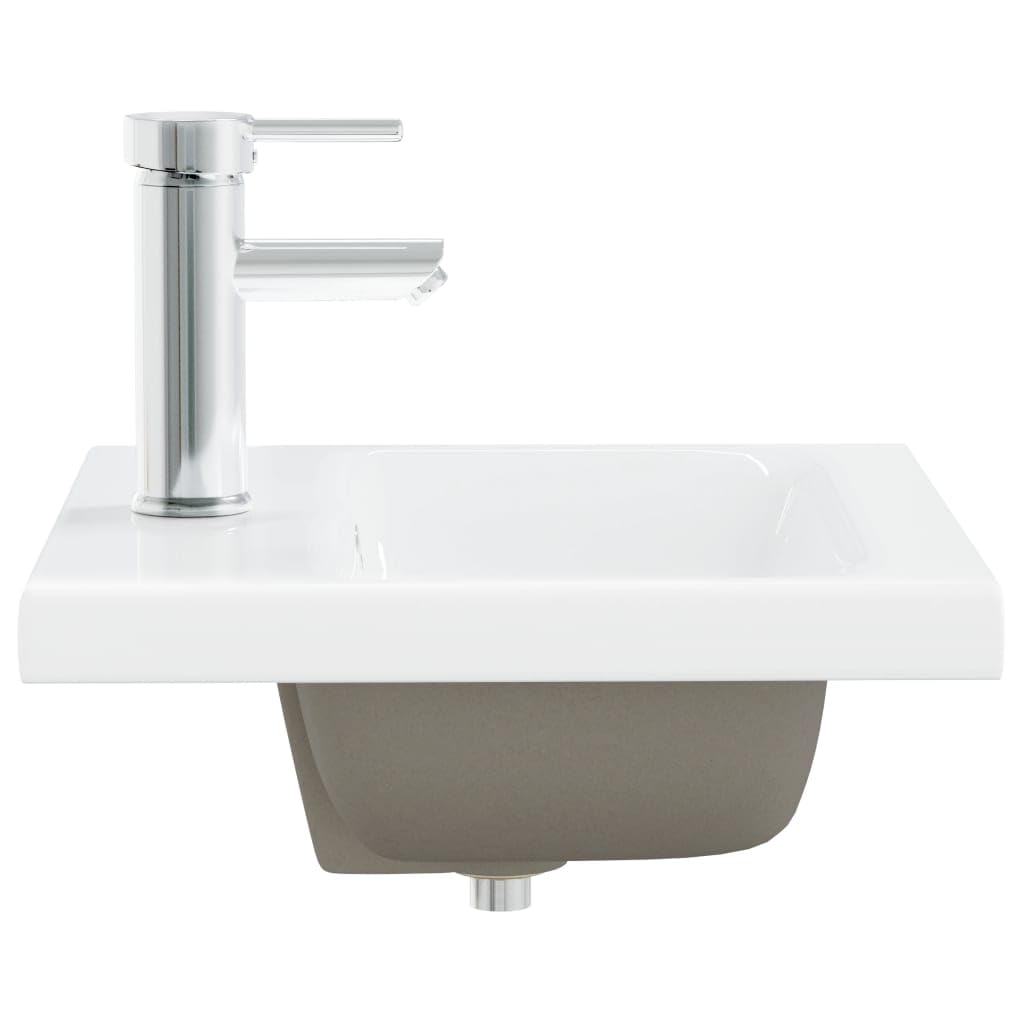 Lavabo de baño empotrado con grifo 42 cm cerámica blanca 02_0002795