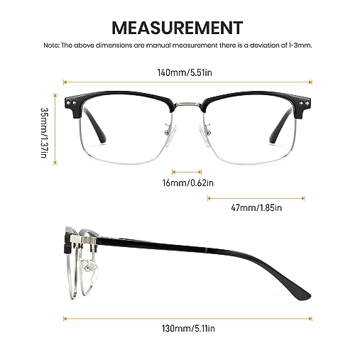 Image of Cyxus Retro Blue Light Glasses Men - Square TR90 Metal Blowline Frame Stylish Trendy for Computer Daily Work 8252