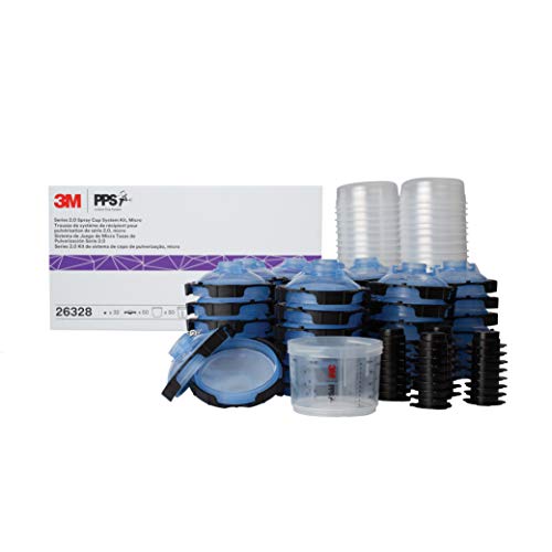 Image of 3M PPS 2.0 Spray Gun Cup, Lids and Liners Kit, 26328, Micro, 3 Ounces, 125-Micron Filter, Use for Cars, Furniture, House and More, 1 Mini Paint Cup, 50 Micro Liners, 50 Lids, 32 Sealing Plugs