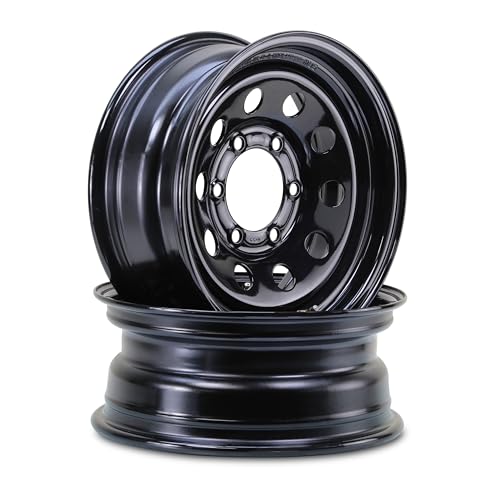LIBRA 15 x 6 Heavy Duty 3525lbs Trailer Wheels 6 Lug on 5.5 Bolt Pattern 6x5.5 PCD Black Mod Set 2-17058