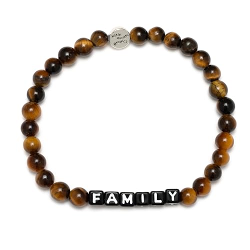 Family Bracelet, The Original Word Bracelet, Made with Tiger Eye Stones and Plated Brass Hardware, Handcrafted Design & Positive Message, Size L/XL