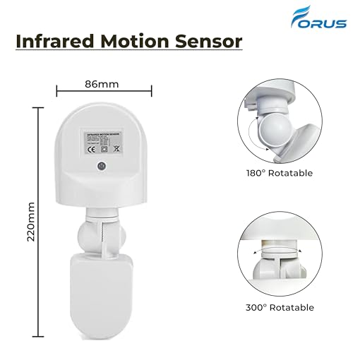 Image of Forus Infrared Motion Sensor, 360 Rotatable Ceiling-Mounted Auto On /Off Switch, Detection Range upto 12m, PIR Tech | Ideal for Entrance, Parking, Corridor, Store Room, Staircase | 3-Year Warranty-1PC
