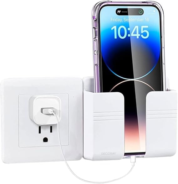 Image of EDNITA Mobile Phone Charging Stand | Phone Stand with Self Adhesive Phone Holder for Shower, Multi-Functional Storage Holder, Bedside Fixed Rack, Bedroom, Office Accessories (Pack of-1 White)