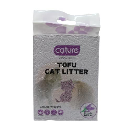 Image of Cature Care by Nature Tofu Cat Litter Natural Flushable Clumping Litter Plant Based Biodegradable Ultra Odour Control 99% Dust Free Low Tracking Cat Litter (Lavender, 6L)