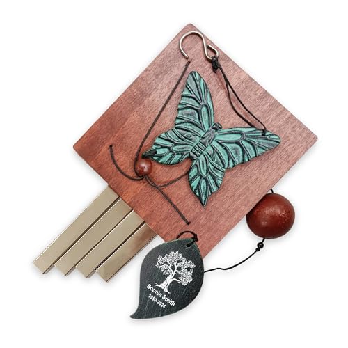 Image of ASTARIN Cardinal Memorial Wind Chimes, Personalized 26 inch Small Metal Symphthy Wind Chime, Bereavement Gift for Loss of Loved One Father Mother, Dragonflie Damselflie Decor for Outside Patio Garden