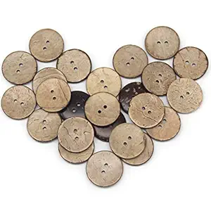 USOSOU Natural Eco-Friendly Coconut Shell Buttons, 100pcs 25mm 2 Holes Wood Buttons for Clothing Children Baby Shirts Coat Sweaters Decorations DIY Crafts Sewing Accessories