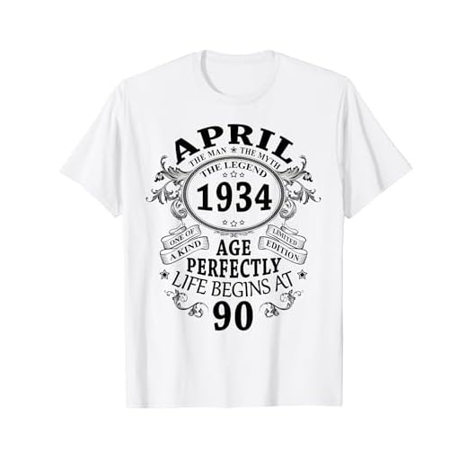 Abril 1934 Regalos 90 Años Cumpleaños Hombre Vintage 1934 Camiseta