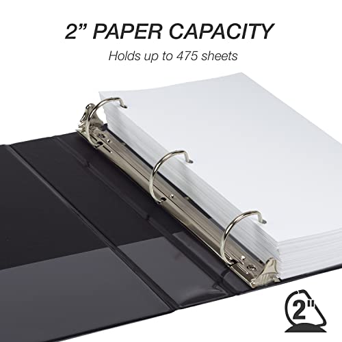 Image of Samsill Durable 2 inch 3 Ring Binder, D Ring Binder, 100% Recycled Chipboard, Black, 12 Pack