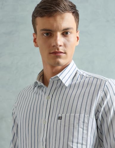 Image of Arrow Striped Slim Fit Mens Casual Shirts - 100% Cotton, Breathable & Comfortable, Full Sleeves Shirts for Men
