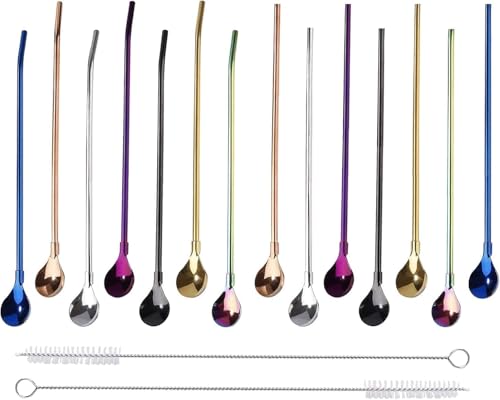 Opiniones y reviews de Popotes de Acero Inoxidable Walmart los 5 más buscados. 48 14 Piezas Pajitas con Cuchara, BetterJonny 2 en 1 Reusables Popotes de Acero Inoxidable con 2 Cepillo de Limpieza para Jugo, Batidos, Latte, Cócteles, Helados, 7 Colores