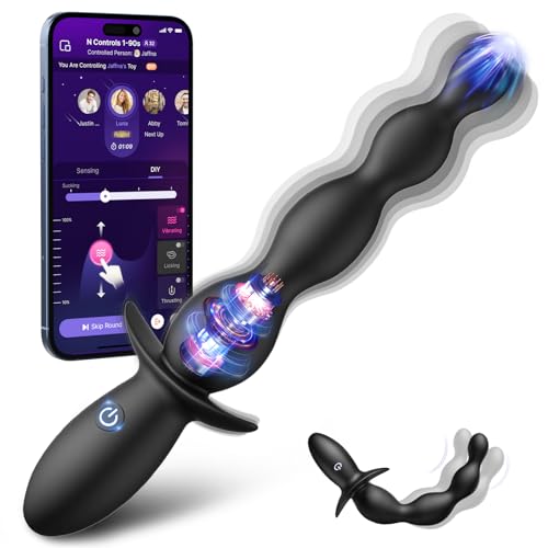 Anal Beads Prostate Massager - BEISAR Anal Vibrator Beginner-Friendly 10 Vibrating Butt Plug with APP Control, Flexible Soft Silicone Anal Toys Male Sex Toys for Men Women Couples Waterproof