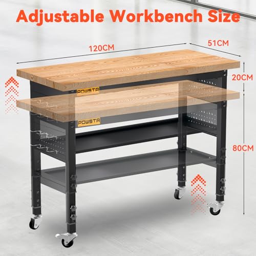 Établi réglable en hauteur pour atelier et garage | Table de travail robuste