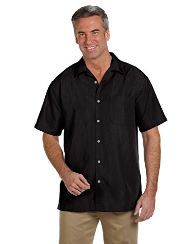 Harriton Men's Barbados Textured Camp Shirt XS BLACK
