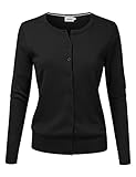 JJ Perfection Basic Button Down Soft Knitted Cardigan Long Sleeve Crew Neck Casual Sweater Jackets for Womens with Plus Size