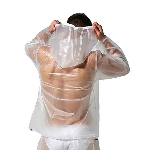 Men's Fashion Waterproof Jackets Rain coat Travel Clothing PU Transparent tops4