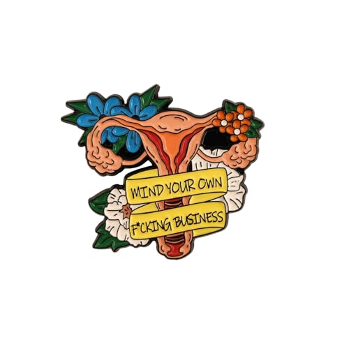 ROSTIVO Uterus Flower Enamel Pin for Women, Mind Your Own Business Feminist Statement Brooch, Women's Rights Advocacy Gift for International Women's Day Rallies