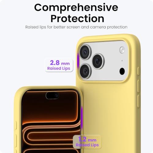 Image of ORNARTO Compatible with iPhone 17 Pro Max Case 6.9 inch, Slim Liquid Silicone 3 Layers Soft Gel Rubber Shockproof Protective Cover with Anti-Scratch Microfiber Lining-Buttercream Yellow