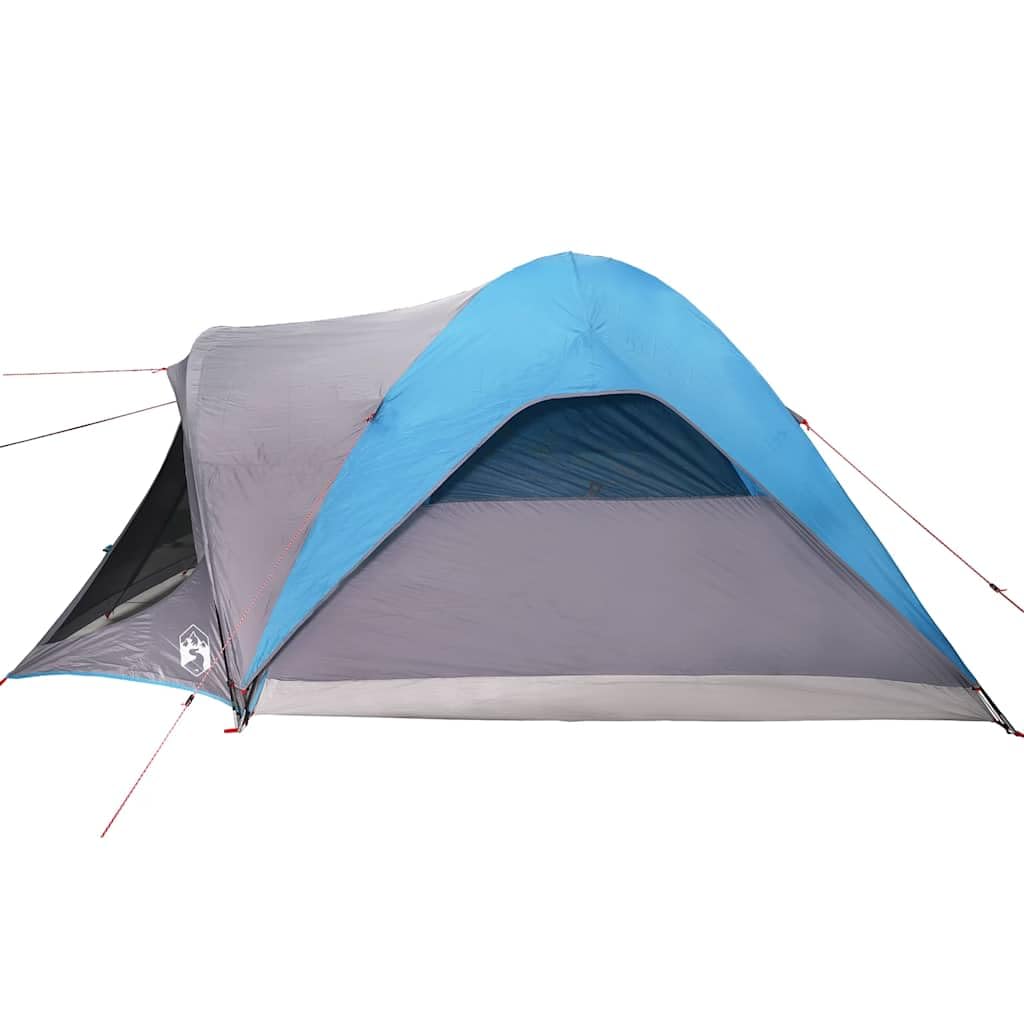 Tunel Family Tent dla 6 osób, wodoodporny, niebieski, 411 x 325 x 180 cm, przenośny schronisko kempingowe z portem elektrycznym, idealny do przygód na świeżym powietrzu i podróży grupowych