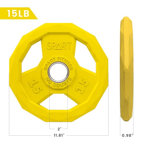 Image of SPART Color Coded Weight Plate 2-Inch Rubber Coated Olympic Grip Plate for Barbell, Solid Cast Iron Weight Plates for Strength Training, Weightlifting, Crossfit, Home Gym, 2.5LB /5LB /10LB /25LB /35LB /45LB, Pair