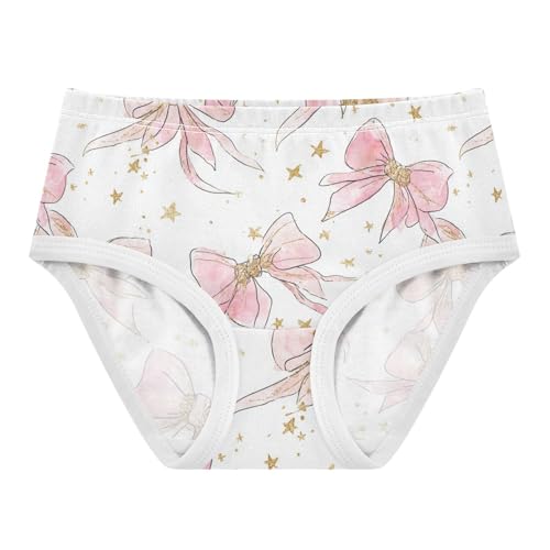Wusikd Watercolor Pink Bows Girls' Underwear Cotton Golden Girls Briefs Soft Toddler Underwear 2T