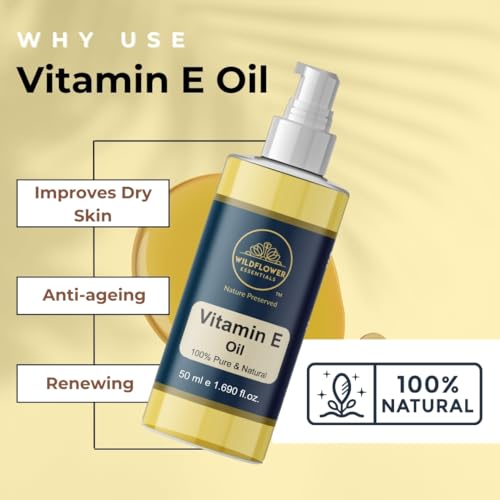 Image of Vitamin E Oil 50ml Cold Pressed 100% Pure & Natural For Face, Hair, Skin, Body