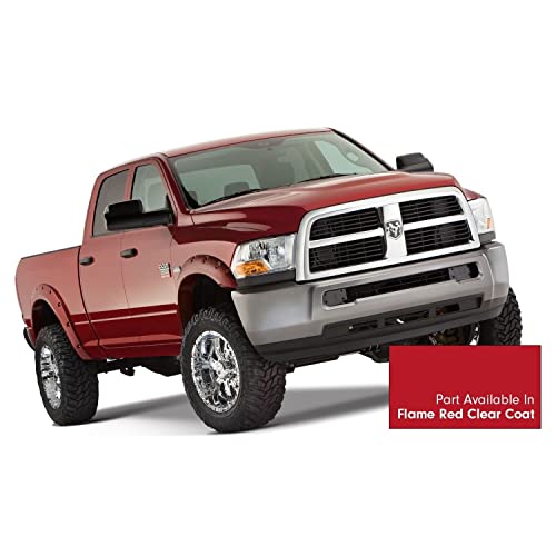 Bushwacker Pocket/Rivet Style Color-Matched Front & Rear Fender Flares | 4-Piece Set, Flame Red Clear Coat, Smooth Finish | 50919-75 | Fits 2016-2018 Dodge Ram 2500, 3500 (Includes Dually) #TOP5