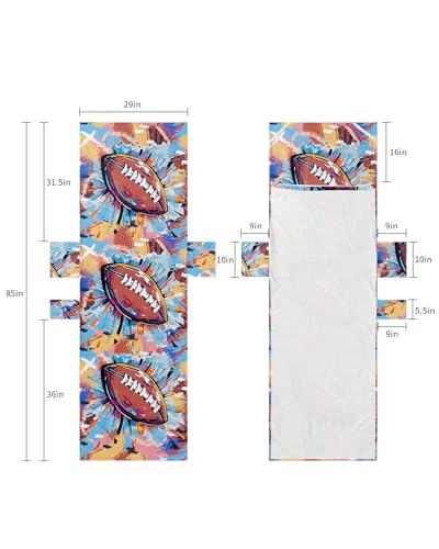 Football Beach Lounge Chair Towel Cover, Soft Chaise Lounge Towel with Side Pockets Patio Pool Chairs Cover for Beach/Pool Sunbathing 29x85 Yellow Blue Pink Watercolor Abstract Art Sports